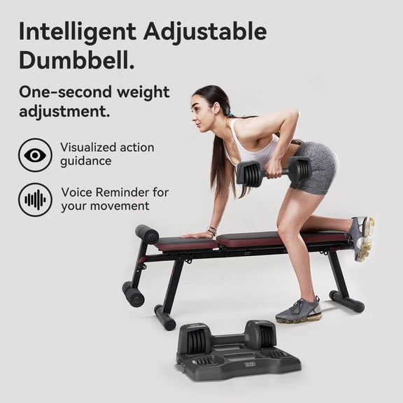 Smart Adjustable Dumbbell Set with Voice Reminder and Motion Sensing Functions - 25LB Home Gym Training Equipment