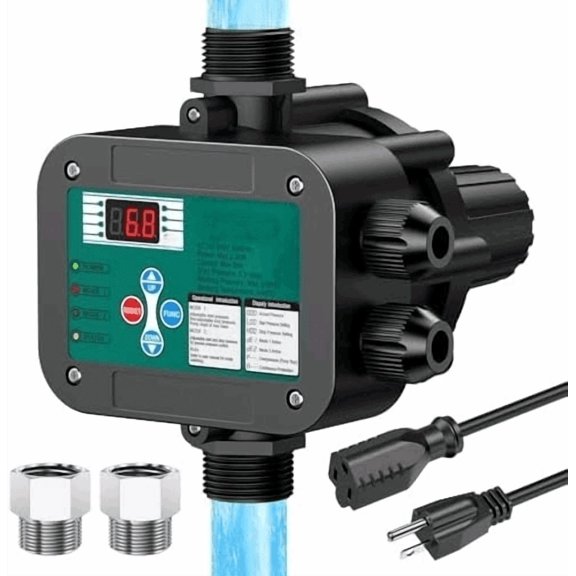 Smart Adjustable Pressure Switch for Well Pump, Automatic Water Pumps Switch, Dry-running Protection for Submersible/Shallow Well/Garden/Jet/Self-priming Pump, Power&Pump Cable Included, NPT1"&G1"