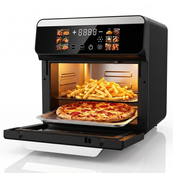 Smart Air Fryer Toaster Oven, 12 One-Touch Preset Functions, Smart Cooking Program, Viewing Window, Interior Light, Two Baking Pan Additions, Adjustable Time & Temperature, Oil-Free Family Cooker,