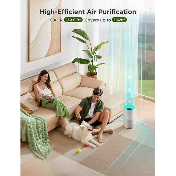 Smart Air Purifier for Large Rooms, Upgraded with App & Alexa Control, Covers up to 1162ft², Sleep Mode for Pet Hair, Pollen, Dust and Smoke