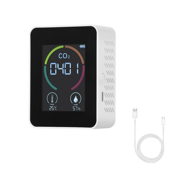 Smart Air Quality Monitor USB Rechargeable Home Air Quality Tester Portable CO2 Temperature Humidity Detector for Home Office