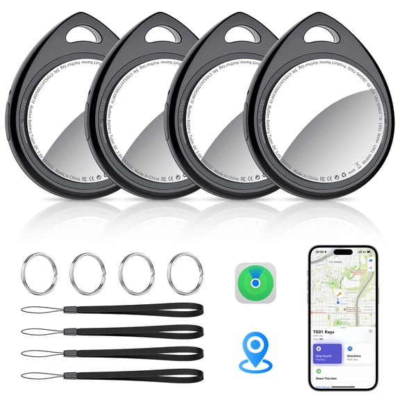 Smart Air Tracker Tags-4 Pack, Bluetooth Tracker Compatible with Apple Find My (iOS Only), Item Finder with Replaceable Battery, Tracker Tag for Keys/Wallet/Luggage/Backpack and Travel Essentials.