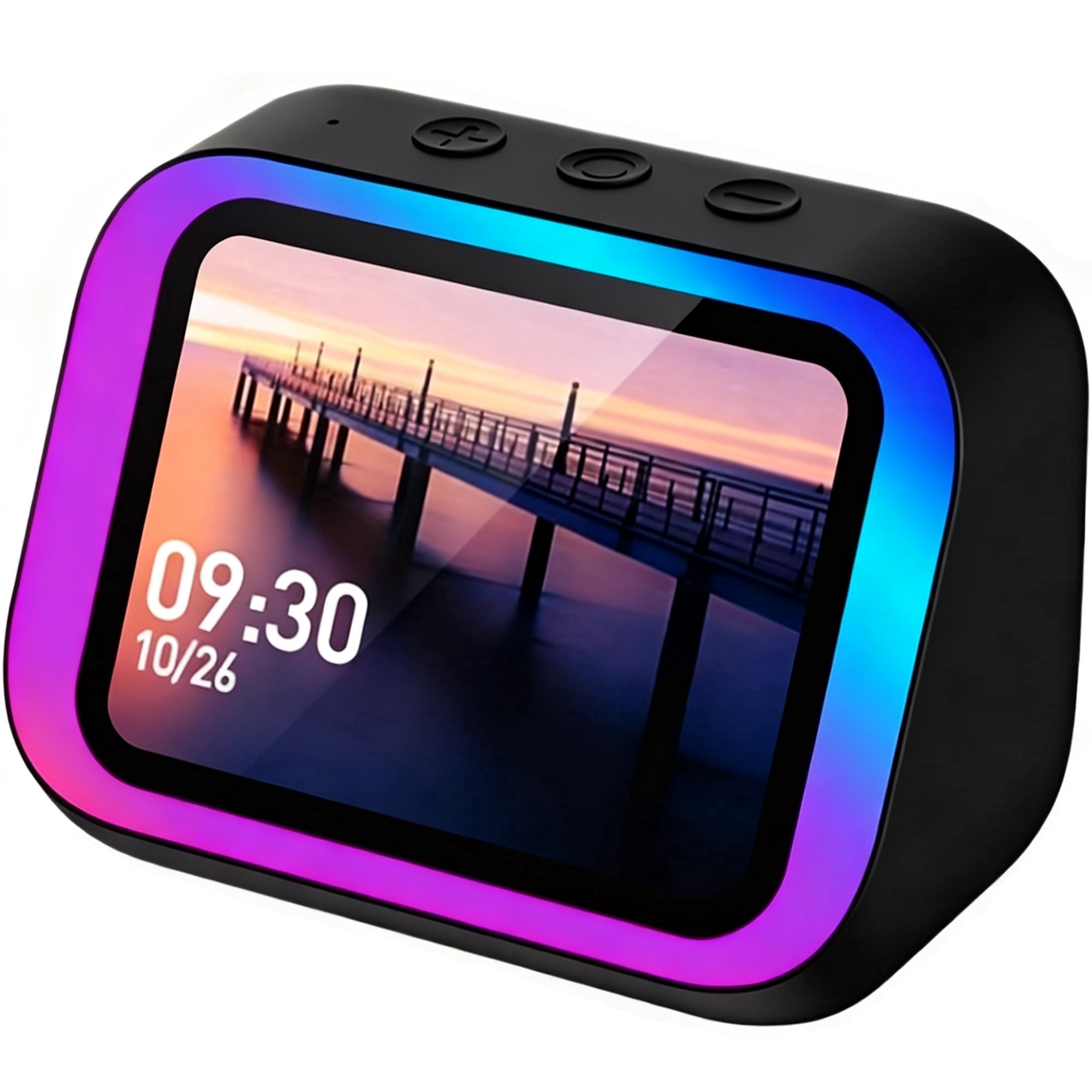 Smart Alarm Clock,Digital Alarm Clock for Bedroom with Wireless Bluetooth 5.4 Speaker,Dynamic RGB Light,Stereo Sound,Large Screen Display,Time&Weather Display,Hand-Free Calls,Great for Seniors,Kids