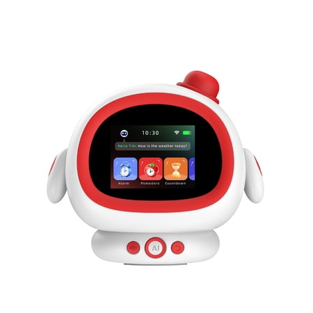 AI Smart Clock with Voice Assistant, Time Management Timer , Countdown, Stopwatch, Weather Forecast, AI Learning Companion,Birthday Gift,Red