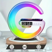 Smart Alarm Clock with Wireless Charger - Sunrise Simulator, RGB Mood Light, Fast Charging for iPhone 16-12/Apple Watch/Galaxy, Bluetooth Speaker, Bedside Desk Lamp