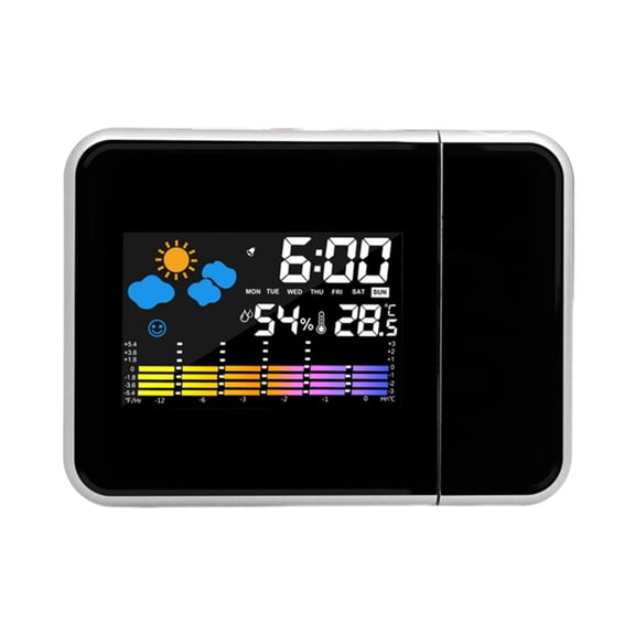 Smart Alarm Clock with Night Backlight Digital LED Projector Adjustable Projection Angle Projection Clock for Home Bedroom - BLACK