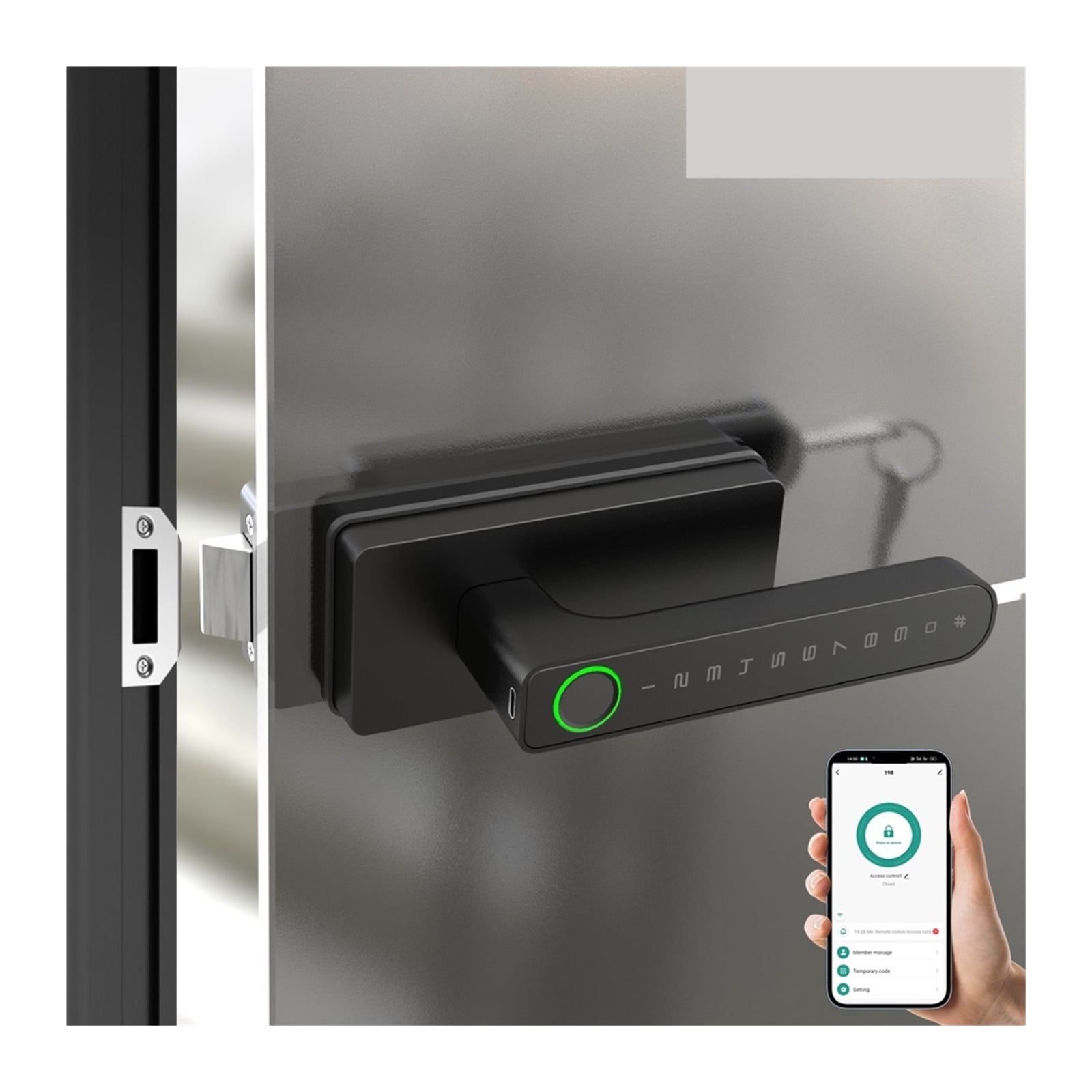 Smart Aluminum Alloy Glass Door Knobs Rotation Lock with Handle Metal Knob for Bedroom Bathroom ,Smart and Safe