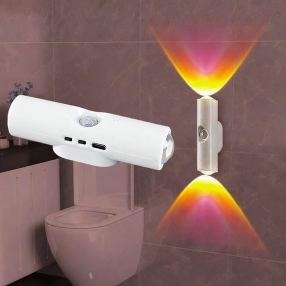 Smart Ambient Motion Sensor Light  No-Drill Install for Home Closets,Rechargeable Punch-Free Night Light for Dark Cabinets, Wardrobes & Stairs(LR  1Pc,White, 7-Color) 