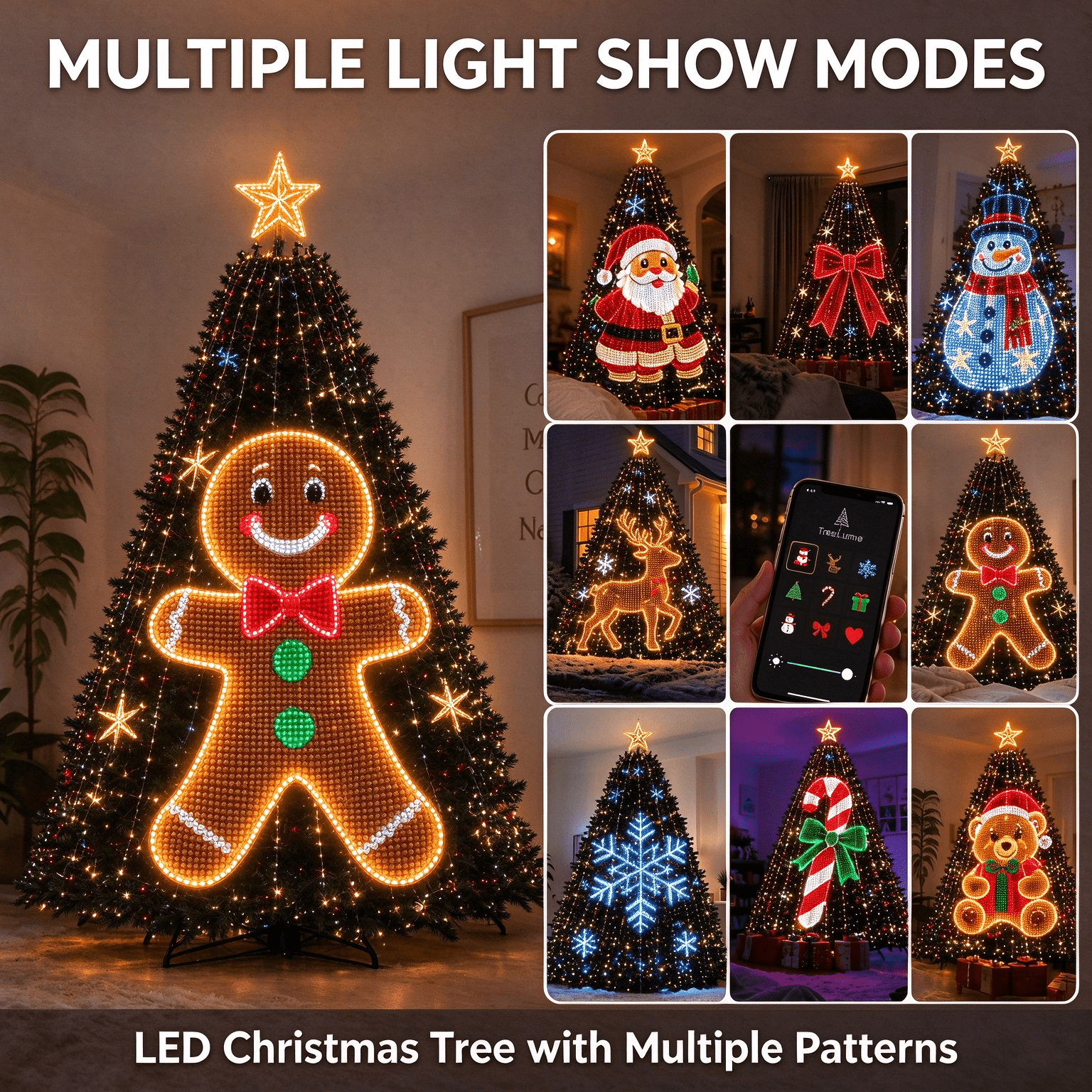 Smart Animated Christmas Tree Lights 400 LED 82.7in with App Control ...