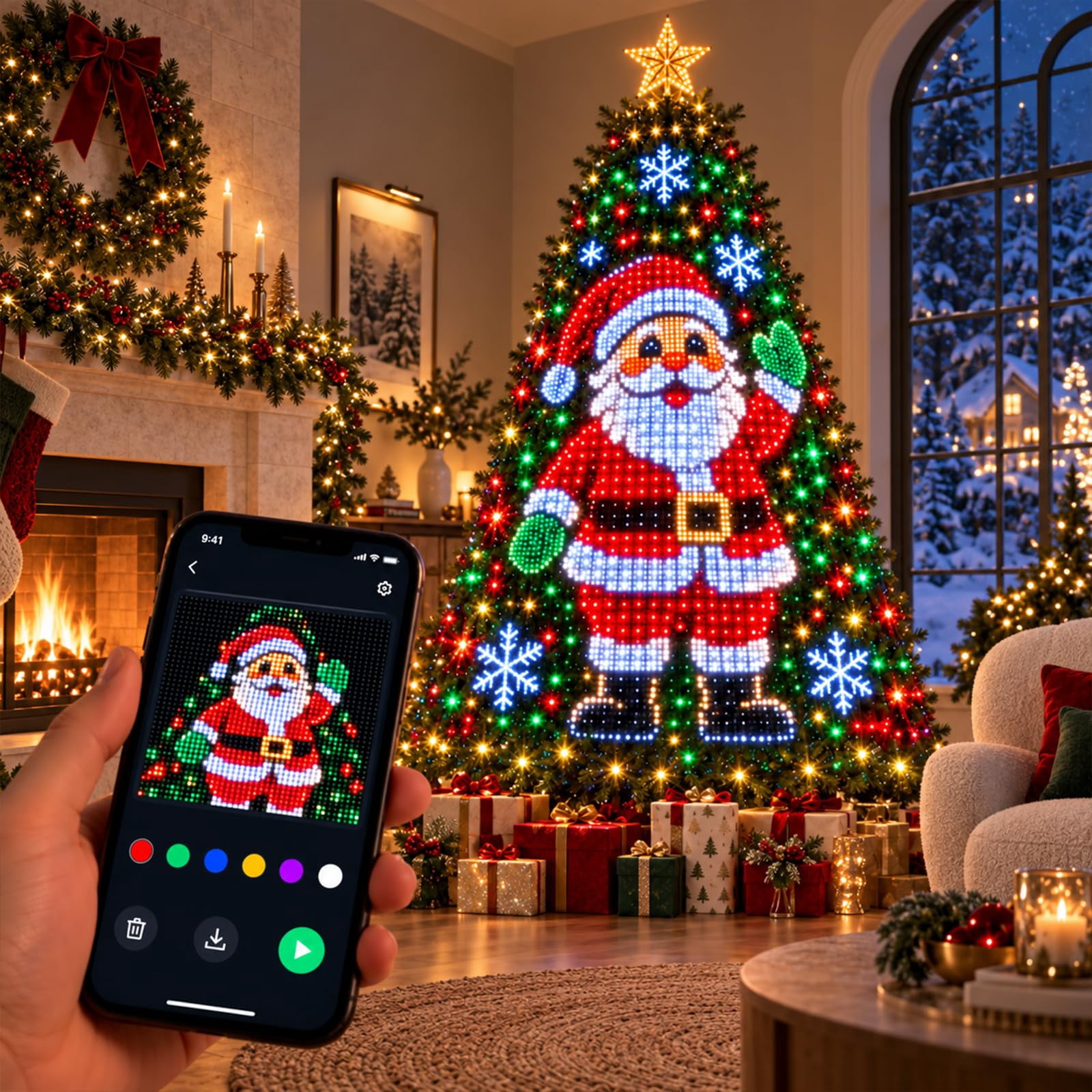 Smart Animated Christmas Tree Lights - 400 LED DIY Pixel Light Show ...