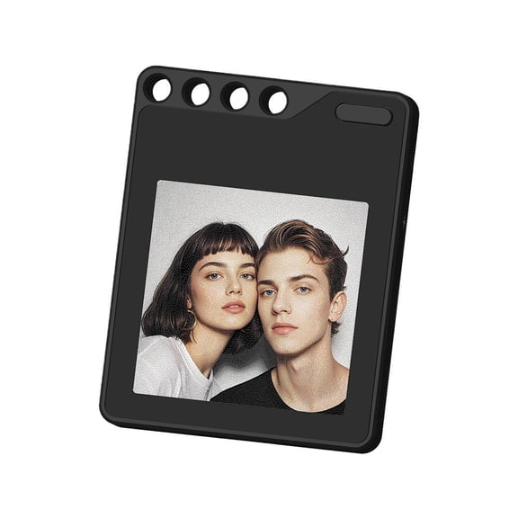 Smart Anti-Loss Tracker with E-Ink Photo Screen, Works with Apple Find My, Mini GPS Item Finder for Keys, Luggage & Pets, DIY Customizable Digital Display Keychain, Black