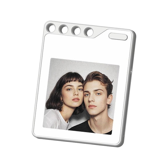 Smart Anti-Loss Tracker with E-Ink Photo Screen, Works with Apple Find My, Mini GPS Item Finder for Keys, Luggage & Pets, DIY Customizable Digital Display Keychain, White