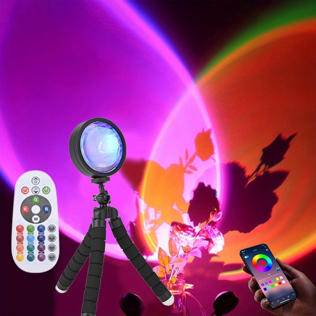 Hnjugfe Smart App Control Sunset Lamp with LED Light and 16 Colors, 4 Dynamic Modes