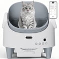 thumbnail image 1 of Smart App Controlled Self-Cleaning Litter Box, Automatic Odor-Control Cat Toilet with Large Waste Bin & Liners, Open-Top Design for One or Multiple Cats，White, 1 of 9