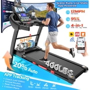 5.1HP Foldable Treadmill for Home, Treadmill with 20% Auto Incline Exercise Treadmill, APP Control, 400 lbs Capacity, 12 MPH Walking Running Machine for Small Space, 71 Programs, Bonus Knee Strap