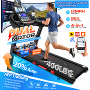 5.1HP Foldable Treadmill for Home, Treadmill with 20% Auto Incline Exercise Treadmill, APP Control, 400 lbs Capacity, 12 MPH Walking Running Machine for Small Space, 71 Programs, Bonus Knee Strap