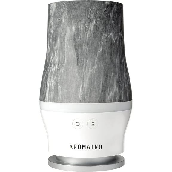 Smart Aromatherapy Waterless Oil Diffuser with WiFi Capability and App – No Water, No Mess (Marble Grey)