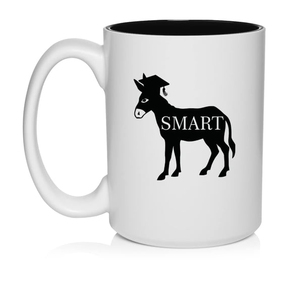 Smart Ass Donkey Funny Grad Graduation Gift Ceramic Coffee Mug Tea Cup Gift for Her, Him, Friend, Coworker, Wife, Husband (15oz White)