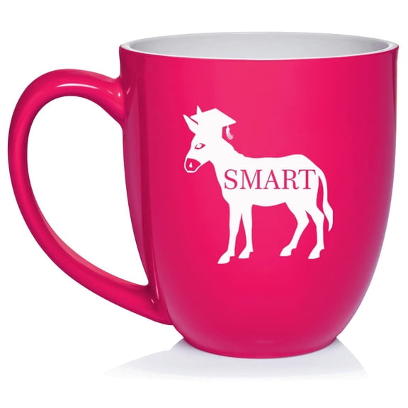 Smart Ass Donkey Funny Grad Graduation Gift Ceramic Coffee Mug Tea Cup Gift for Her, Him, Friend, Coworker, Wife, Husband (16oz Hot Pink)