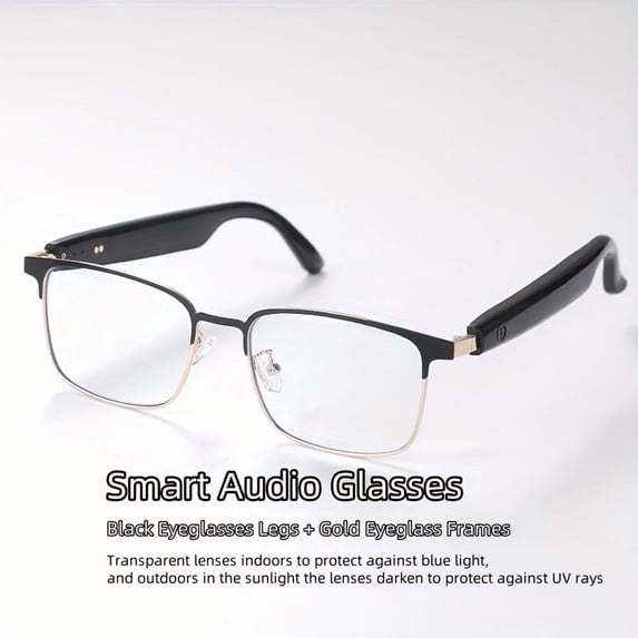 Smart Audio Glasses, Auto-Tint Lenses, Touch Control, Mic, Hi-Res Sound, Rechargeable, Anti-Blue Light, for Office/Outdoor/Sports/Driving/Music/Calls - Perfect Gift
