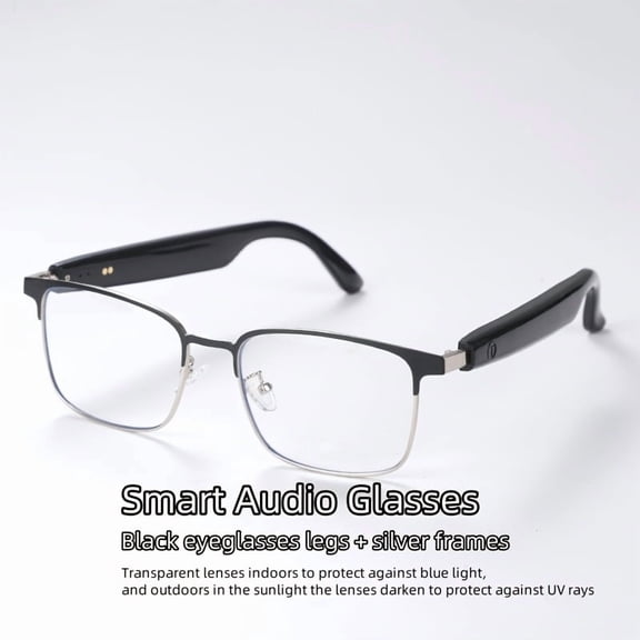 Smart Audio Glasses, Auto-Tint Lenses, Touch Control, Mic, Hi-Res Sound, Rechargeable, Anti-Blue Light, for Office/Outdoor/Sports/Driving/Music/Calls - Perfect Gift