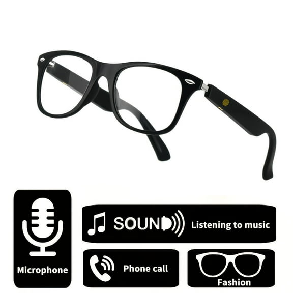 Smart Audio Glasses with Microphone & Speaker - Wireless-Enabled, Touch & Voice Assistant Compatible, Sleek Black Frame for Office, Driving & Everyday Use - Rechargeable, Non-Waterproof