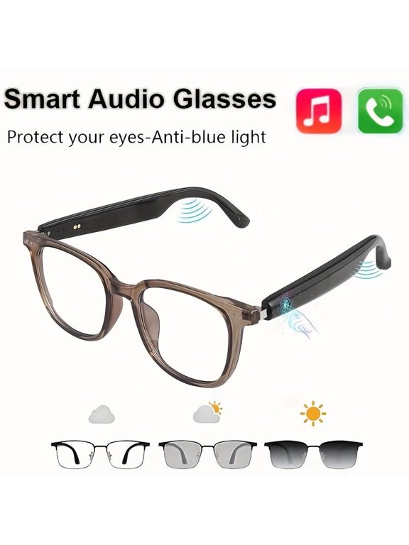 Smart Audio Glasses with Open-Ear Headphones, Blue Light Blocking, Magnetic Charging & Voice Assistant – Wireless Bluetooth Glasses for Work, Gaming & Calls, Hands-Free Control (Clear)