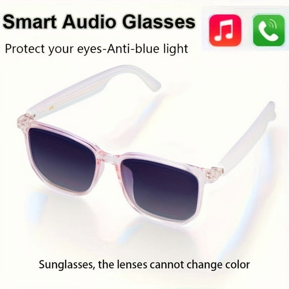 Smart Audio Glasses with Blue Light Filter, Magnetic Charging, Voice Assistant & Wireless Mic for Music/Calls, Remote Photo Control, Open-Ear Design, Unisex for Gaming & Work