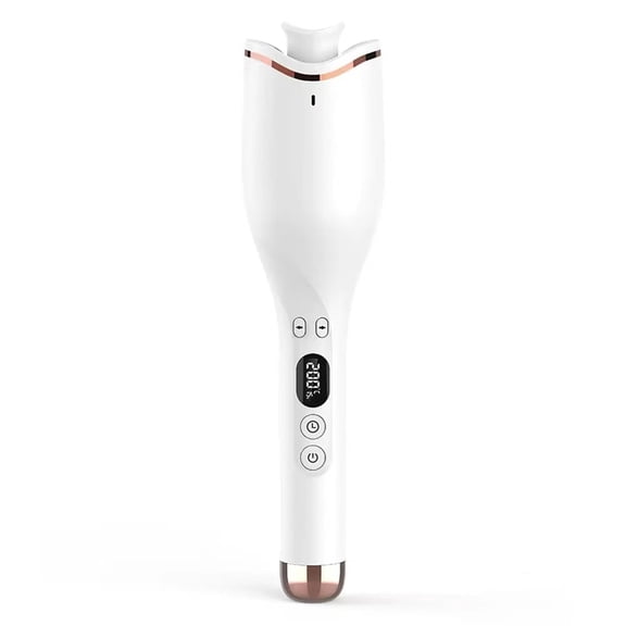 Smart Auto Curling Iron with 1" Slot - 4 Temperature Modes, 3 Timers & Rotating Anti-Tangle Tech (White)