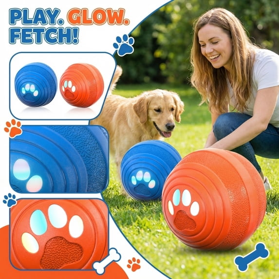 Smart Automatic Bouncing Ball for Dogs, Interactive Remote Control Pet Toy, Bite-Resistant LED Active Toy with 3 Modes & USB-C Rechargeable for Small Medium Dogs