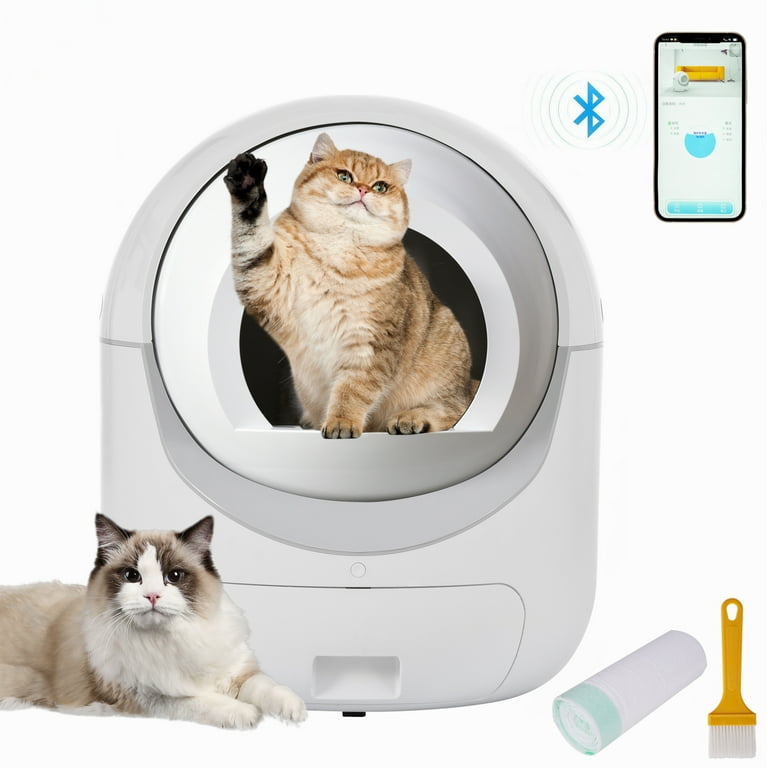 Smart Auto System Cat Litter Box Self Cleaning App Control Supports 5G 2.4G WiFi Scoop Free for Multiple Cats Walmart