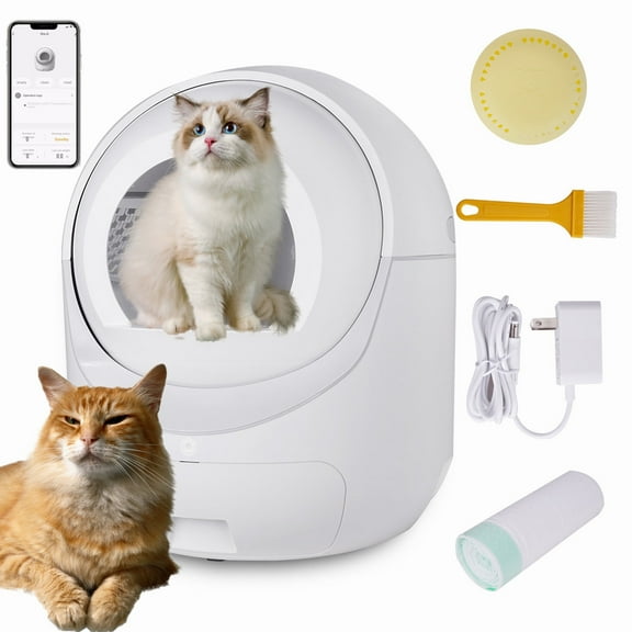 Smart Automatic Cat Litter Box, Self Cleaning Litter Box, App Control, Support 5G & 2.4G WiFi for Multiple Cats
