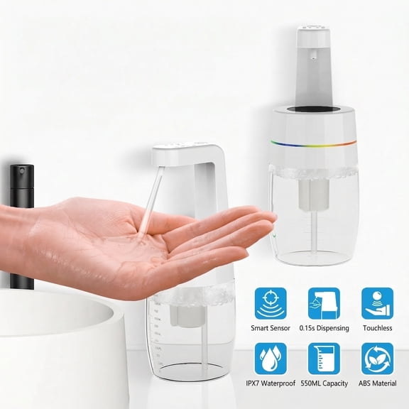 Smart Automatic Electric Sensor Soap Dispenser - 550ML Capacity, 4 Adjustable Flow Modes, IPX7 Waterproof, Wall Mounted Auto Gel Liquid Soap Dispenser
