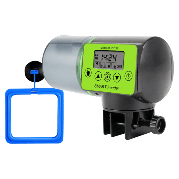 Smart Automatic Fish Feeder +Feeding Circle Fish Tank Auto Feeding Dispenser LCD Indicates Timer Aquarium Accessories-A