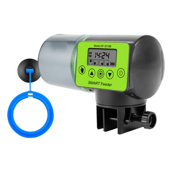 Smart Automatic Fish Feeder +Feeding Circle Fish Tank Auto Feeding Dispenser LCD Indicates Timer Aquarium Accessories-B