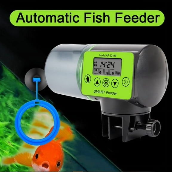 Smart Automatic Fish Feeder +Feeding Circle Fish Tank Auto Feeding Dispenser LCD Indicates Timer Aquarium Accessories-B