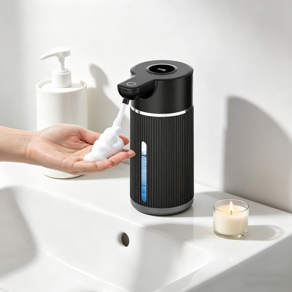 Smart Automatic Induction Foam Hand Sanitizer Dispenser, Touchless Portable Bubbles Soap Machine, Waterproof Electric Device for Home Bathroom Kitchen Daily Hygiene Use, Black