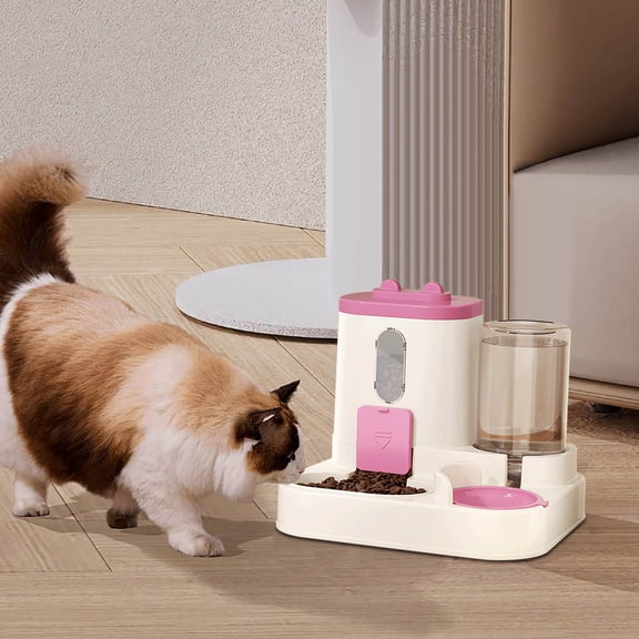 Smart Automatic Pet Feeder and Waterer 3.8L, Timed Cat Feeding Station with Programmable Dry Food Dispenser, Auto Dog Water Bowl, for Cats and Small Medium Dogs, BPA-Free, Pink