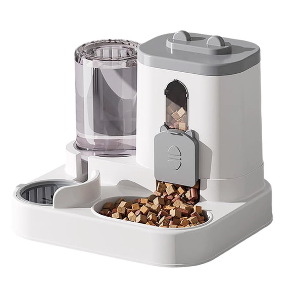 Smart Automatic Pet Waterer and Feeder, Large Capacity 50oz Food and 20oz Water, Low Battery Indicator, for Cats and Dogs When Away