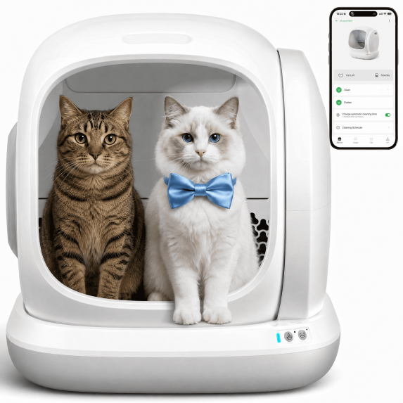 Osoeri 75L Smart Automatic Self-Cleaning Cat Litter Box, APP Control/Integrated Safety Protection,Gray