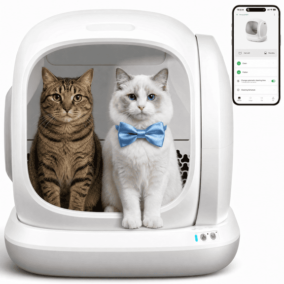 Osoeri 75L Smart Automatic Self-Cleaning Cat Litter Box, APP Control/Integrated Safety Protection,Gray