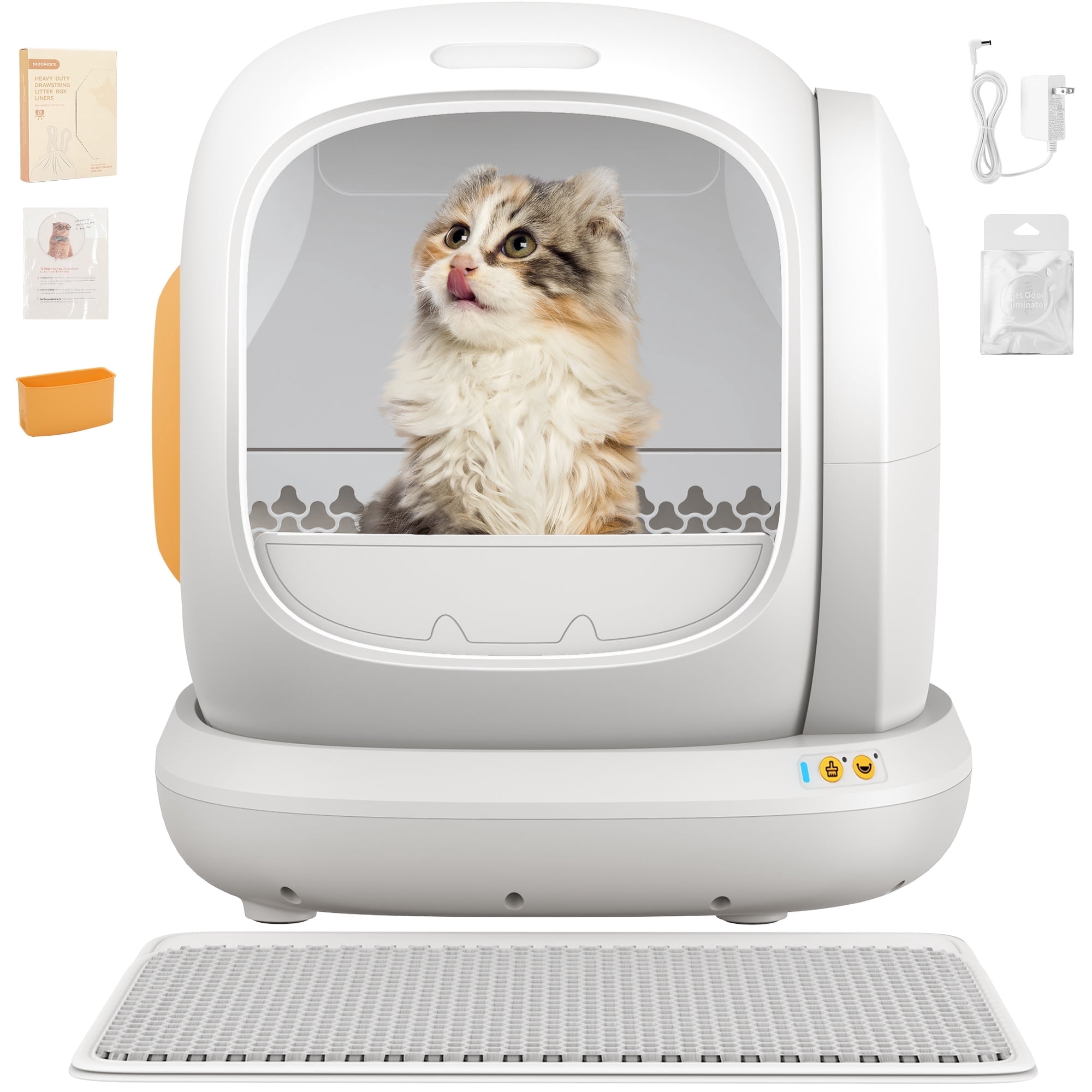 Modern white app-controlled automatic self-cleaning cat litter box