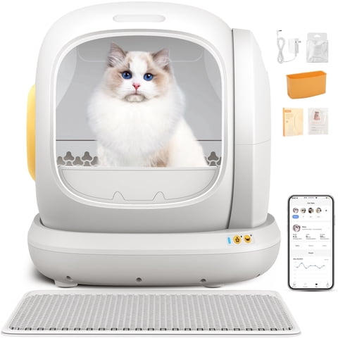 Osoeri 75L Smart Automatic Self-Cleaning Cat Litter Box, APP Control/Integrated Safety Protection,White