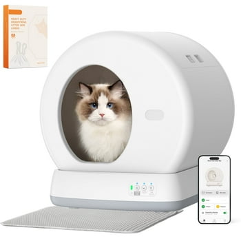 Smart Automatic Self-Cleaning Cat Litter Box, APP Control/Integrated Safety Protection, White