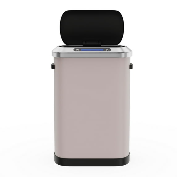 Smart Automatic Trash Can with Touch-Free Sensor & Slow-Close Lid, 50L Stainless Steel High-Capacity Bin for Bedroom, Office, Living Room – Pink