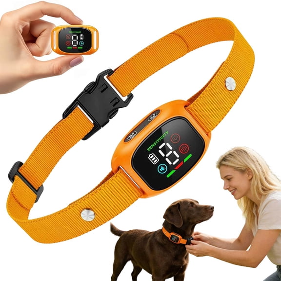 Smart Automatic Vibration Dog Training Collar Adjustable No Shock Behavior Correction Collar For Pet Training(Orange-5.7X3.6X2.4Cm)