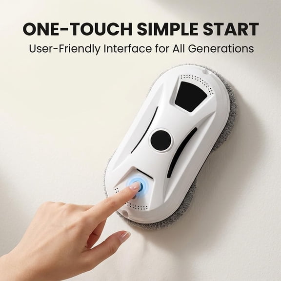 Smart Automatic Window Cleaning Robot, Remote Control High Rise Glass Cleaner with Safety Rope & Replacement Pads