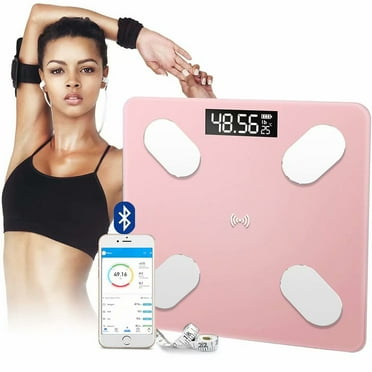 Smart BMI Digital Scale - Measure Weight and Body Fat - Most Accurate Bluetooth Glass Bathroom Scale,Rose
