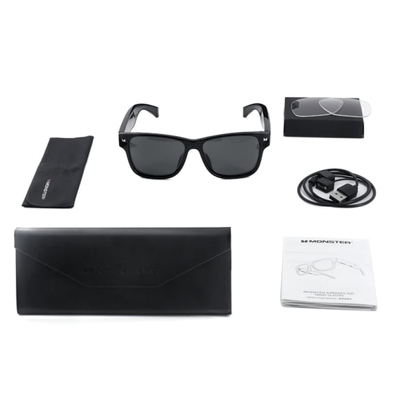 Smart BT Glasses, Polarized Audio Sunglasses with Open-Ear Speaker & Voice Control, Black