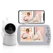 Smart Baby Monitor with Video and Audio, Dual Mode Remote,Free Smart Phone App,5-inch 720p Display, 1080p Camera, HD NightVision, PTZ, 2-Way Talk,VOX, Temp Sensor, Lullaby